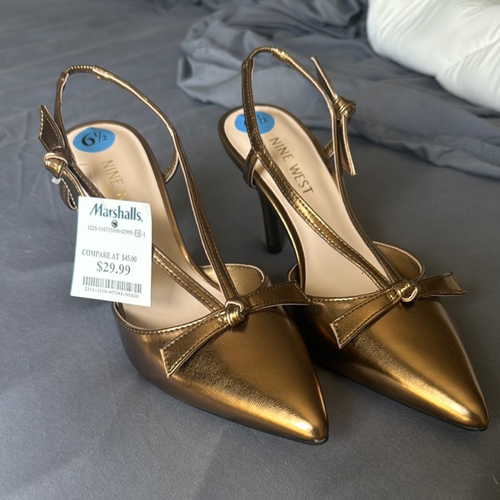 Nine West Metallic Bronze Heels